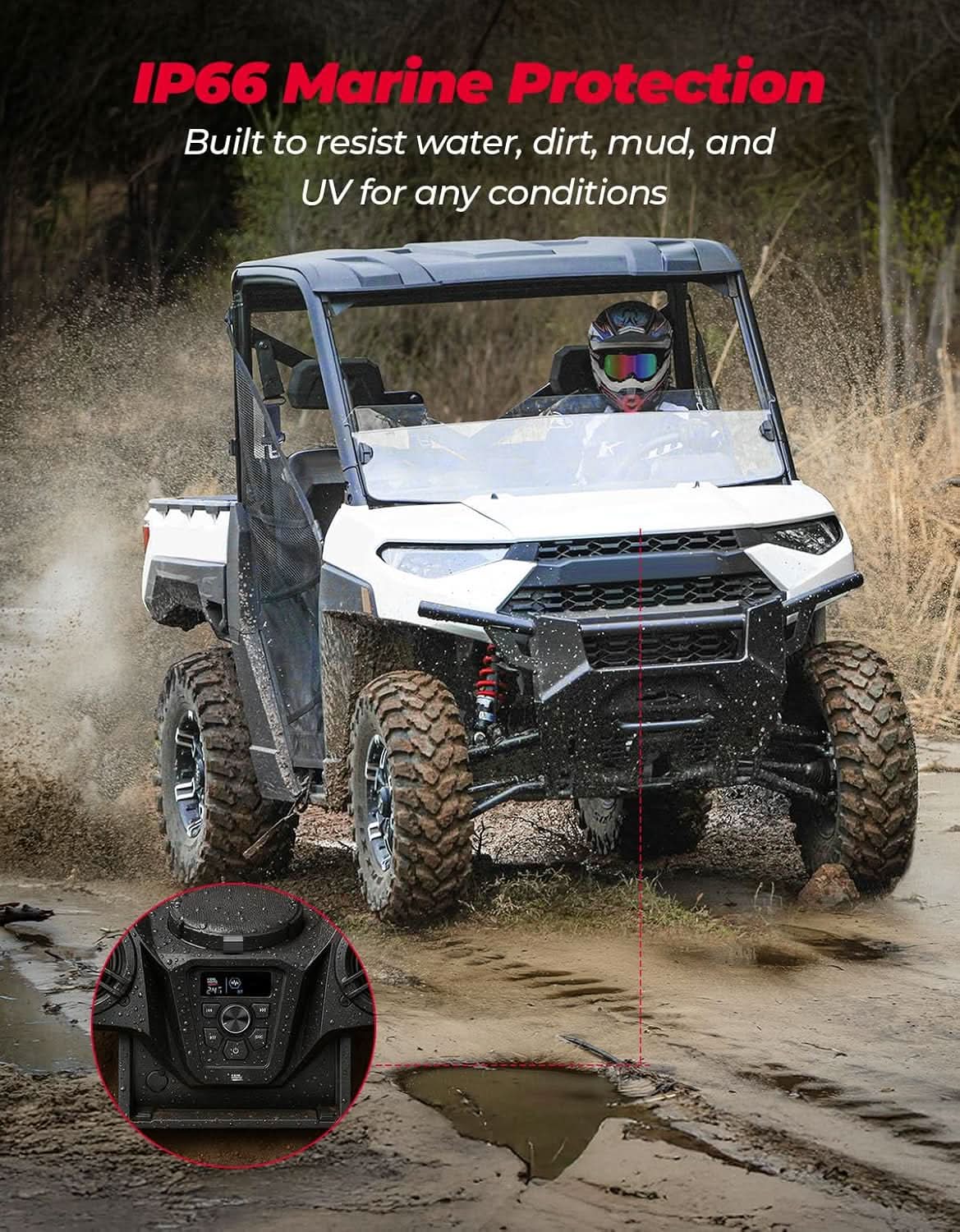 Photo of UTV 3-Speaker Audio Kit For Ranger 1000|1000 XP 1000|XP Crew by Kemimoto - Premium for UTVs / Side by Sides