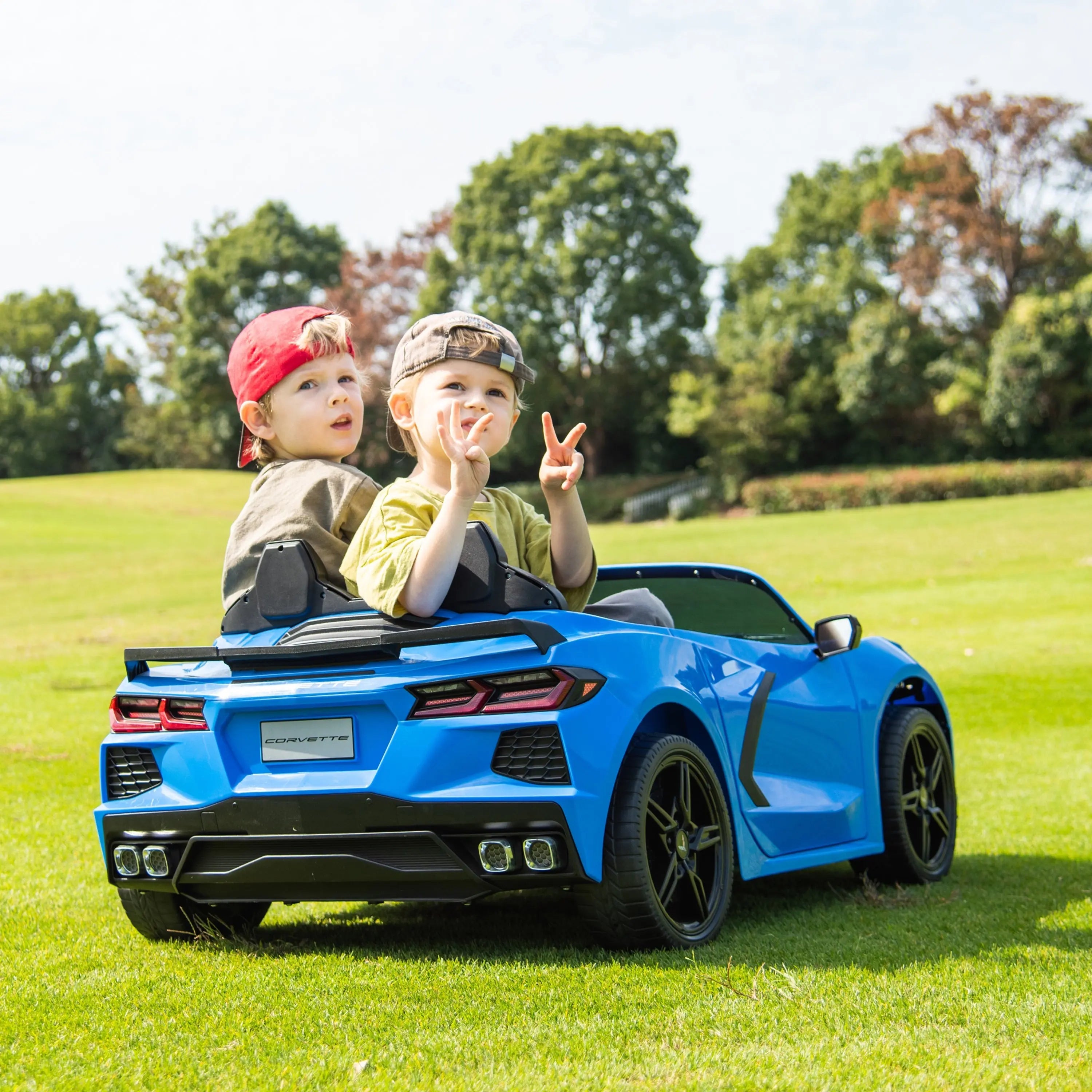 Photo of 24V Chevrolet Corvette C8 2 Seater Ride on Car by Freddo Toys - Premium Electric Kids Cars for UTVs / Side by Sides
