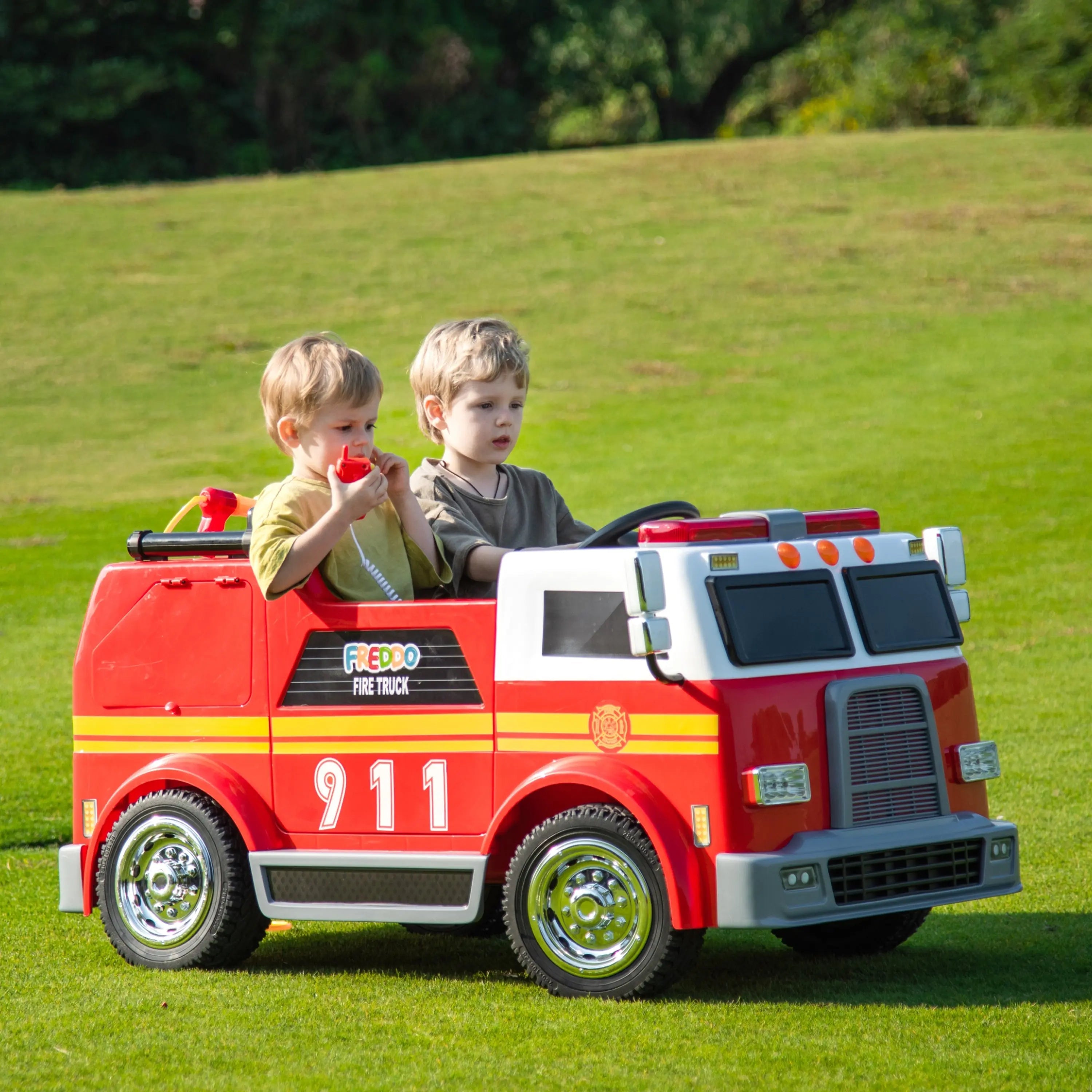 Photo of 24V Freddo Fire Truck 2-Seater Ride on by Freddo Toys - Premium Electric Kids Cars for UTVs / Side by Sides