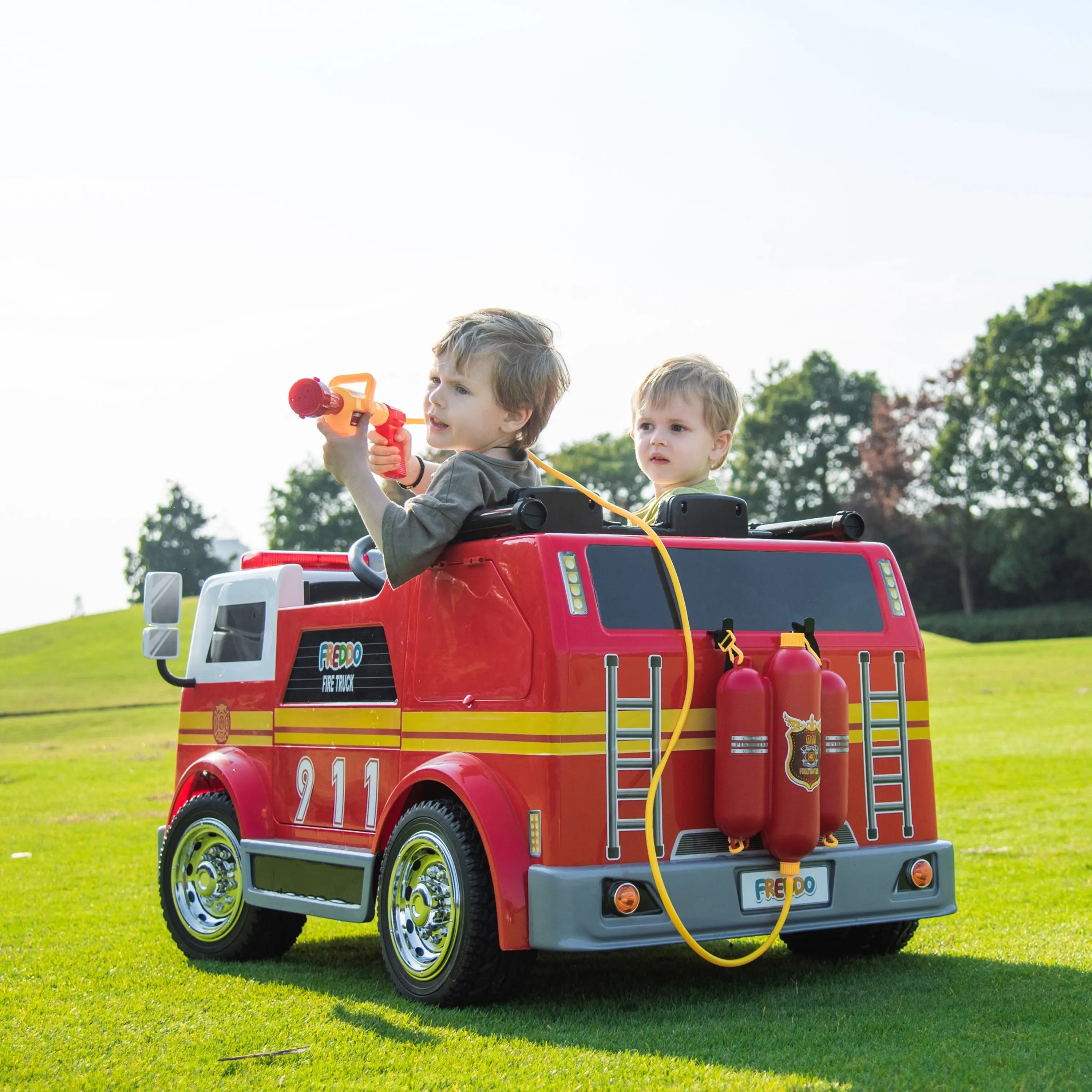 Photo of 24V Freddo Fire Truck 2-Seater Ride on by Freddo Toys - Premium Electric Kids Cars for UTVs / Side by Sides