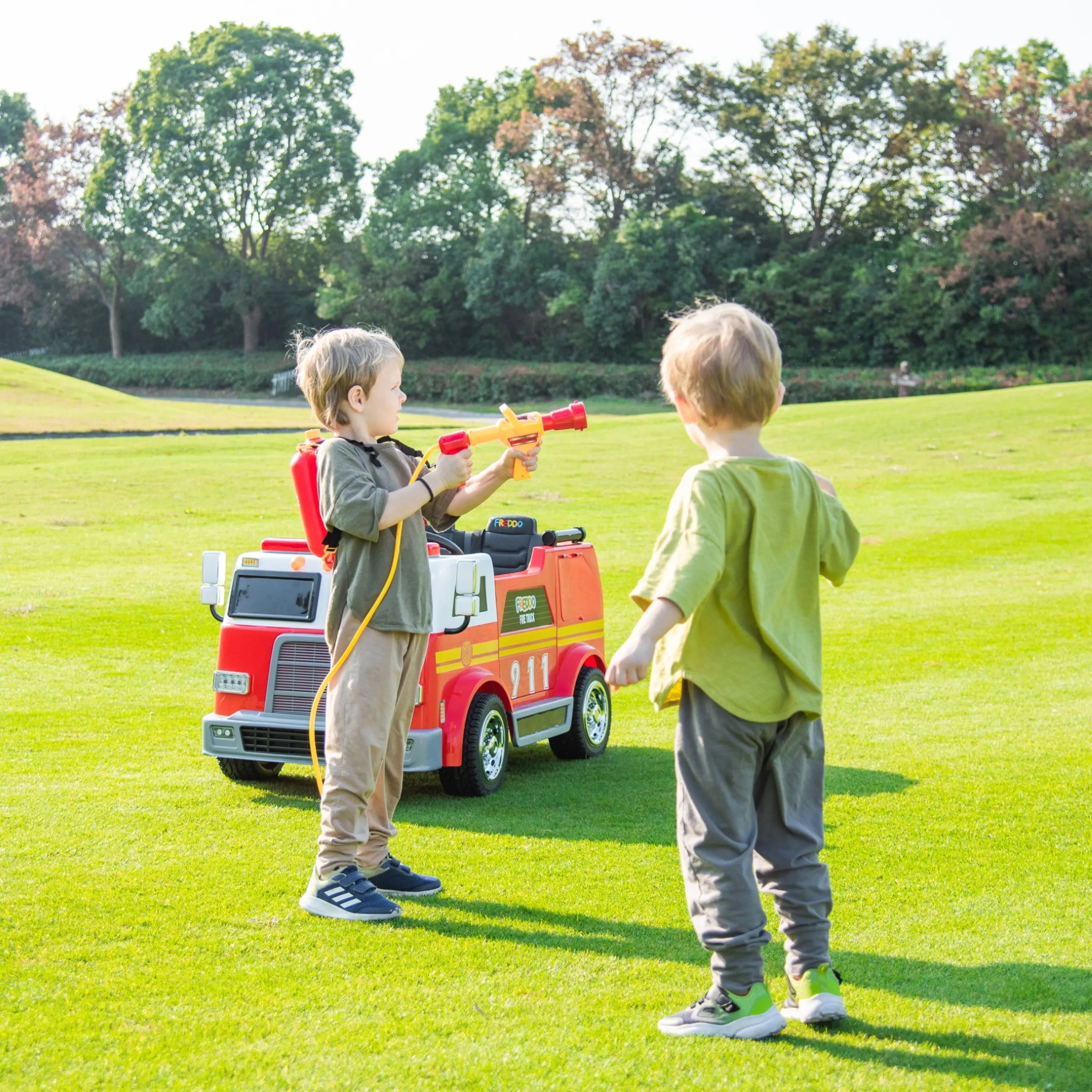 Photo of 24V Freddo Fire Truck 2-Seater Ride on by Freddo Toys - Premium Electric Kids Cars for UTVs / Side by Sides