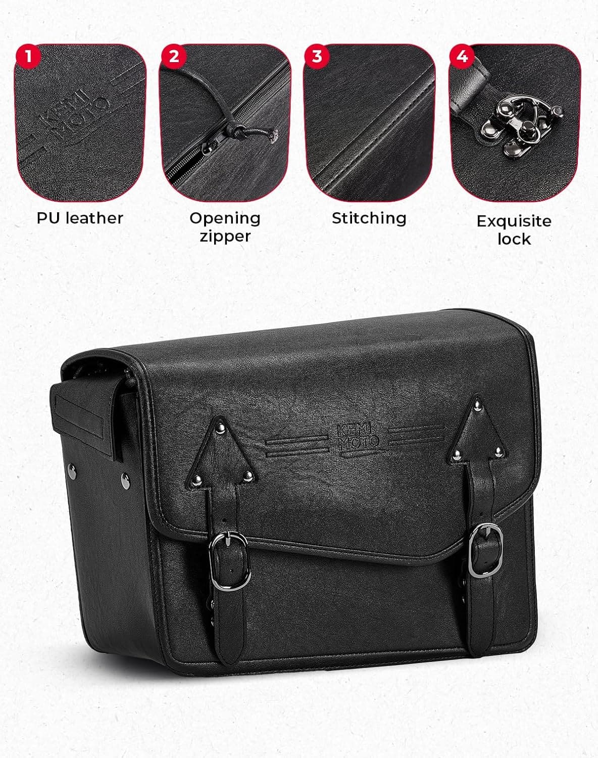 Photo of 24L Saddlebags PU Leather Side Bags for Sportster Softail Dyna by Kemimoto - Premium for UTVs / Side by Sides