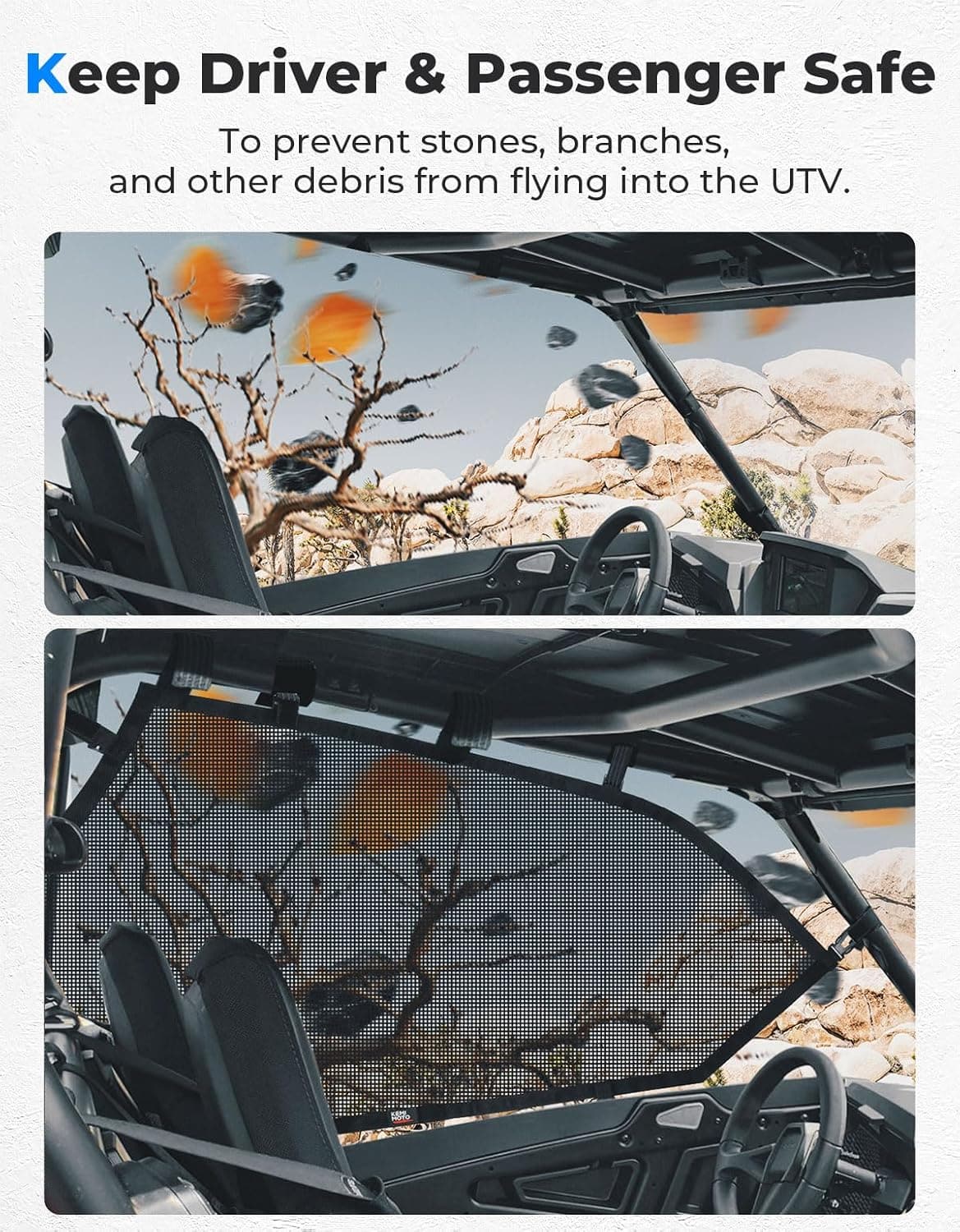 Photo of Mesh Shield Protective Door Net for 2014-2023 Polaris RZR XP 1000 by Kemimoto - Premium for UTVs / Side by Sides