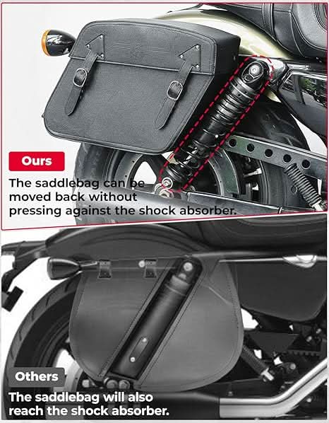 Photo of Motorcycle Leather Saddle Bags for Sportster 883 by Kemimoto - Premium for UTVs / Side by Sides