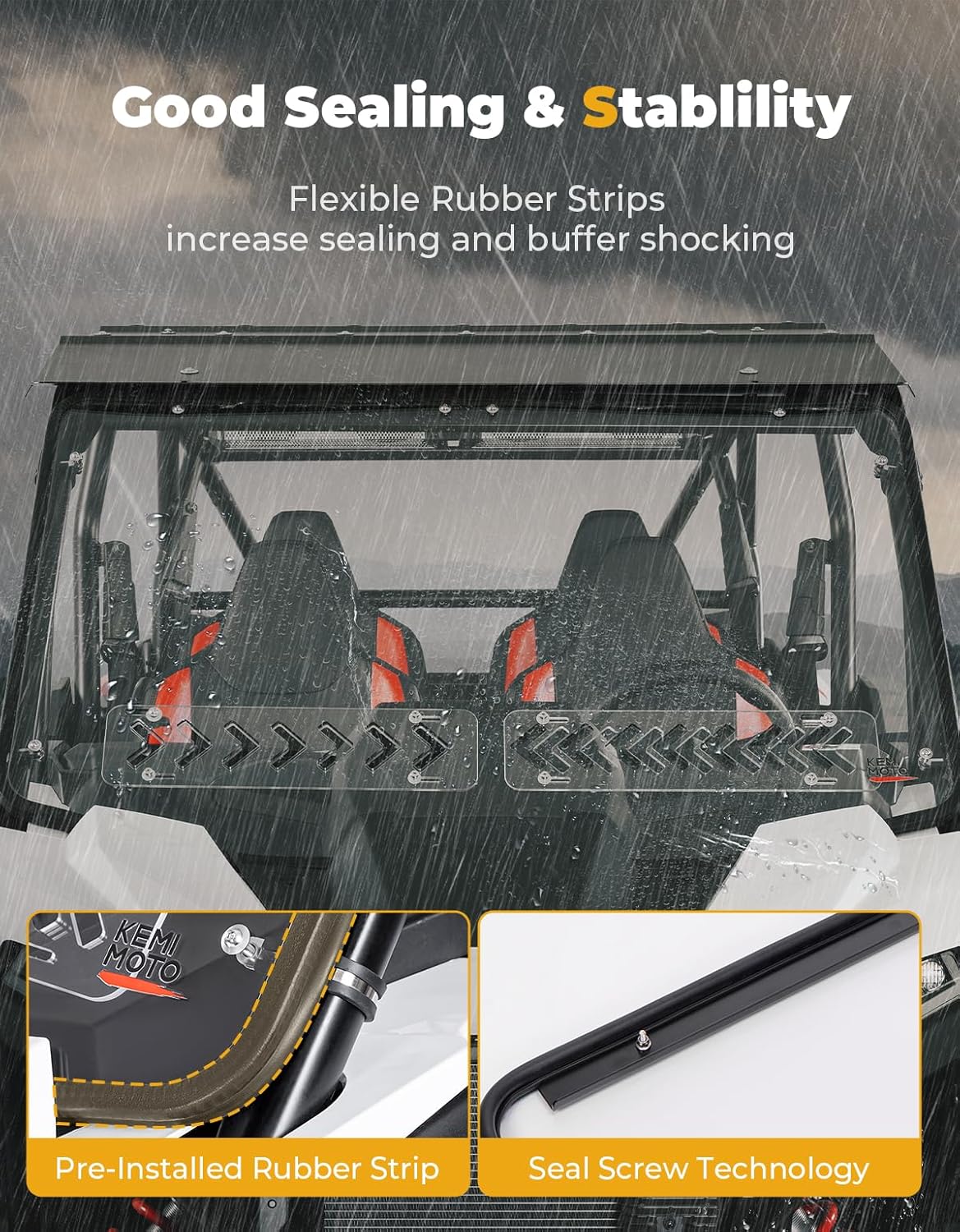 Photo of Front Full Windshield for Polaris RZR XP 1000 /4 2024-2025 by Kemimoto - Premium for UTVs / Side by Sides
