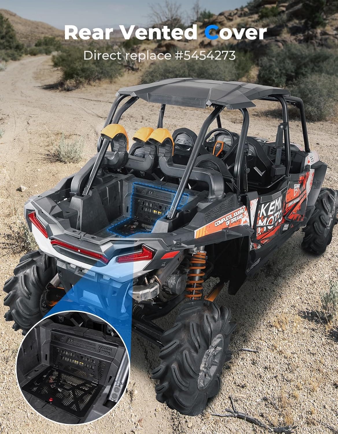 Photo of Vented Engine Cover for Polaris RZR XP 1000 /XP Turbo 2014-2023 by Kemimoto - Premium for UTVs / Side by Sides