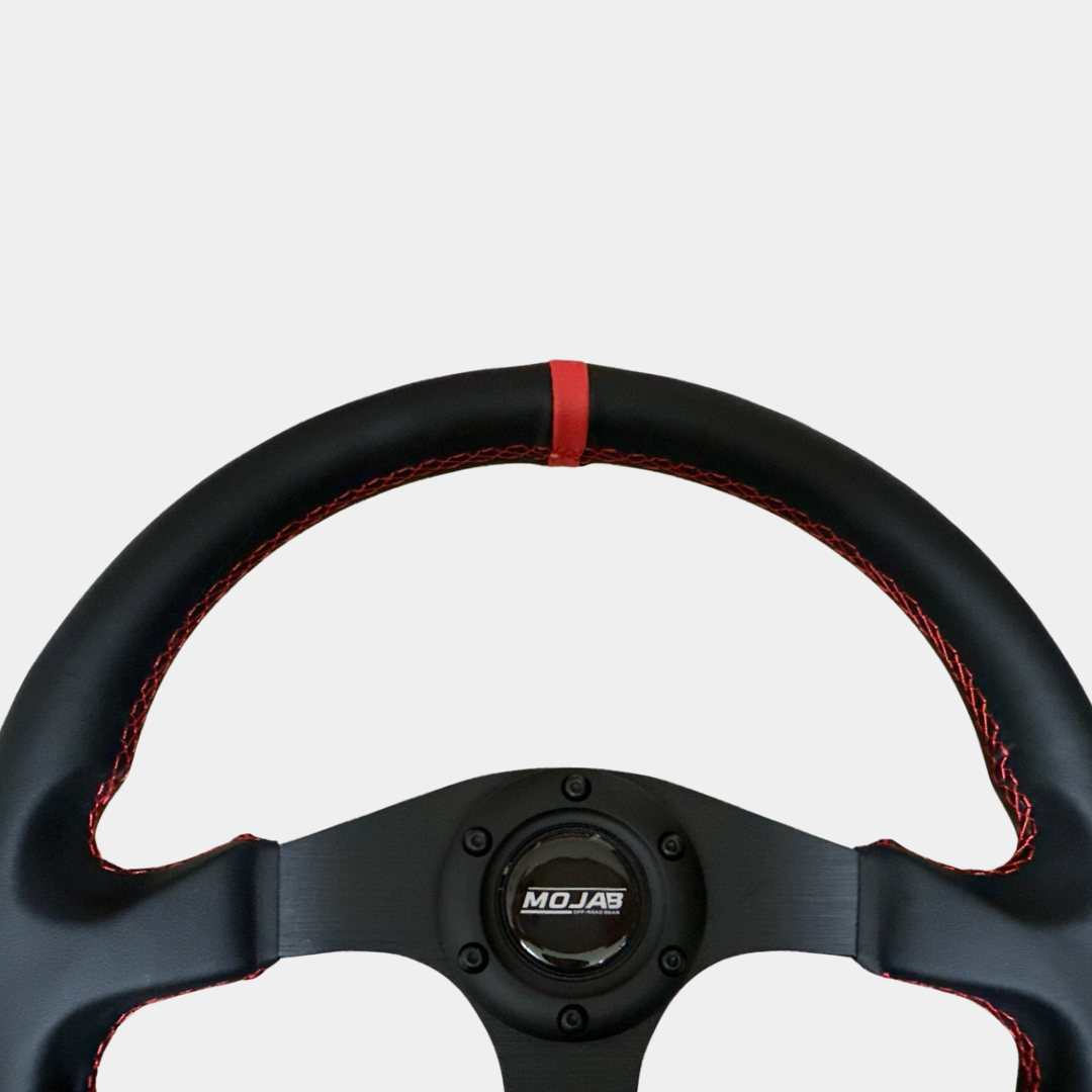 Photo of 13.5'' MOJAB Flat Steering Wheel Leather or Suede by MOJAB OFFROAD - Premium for UTVs / Side by Sides