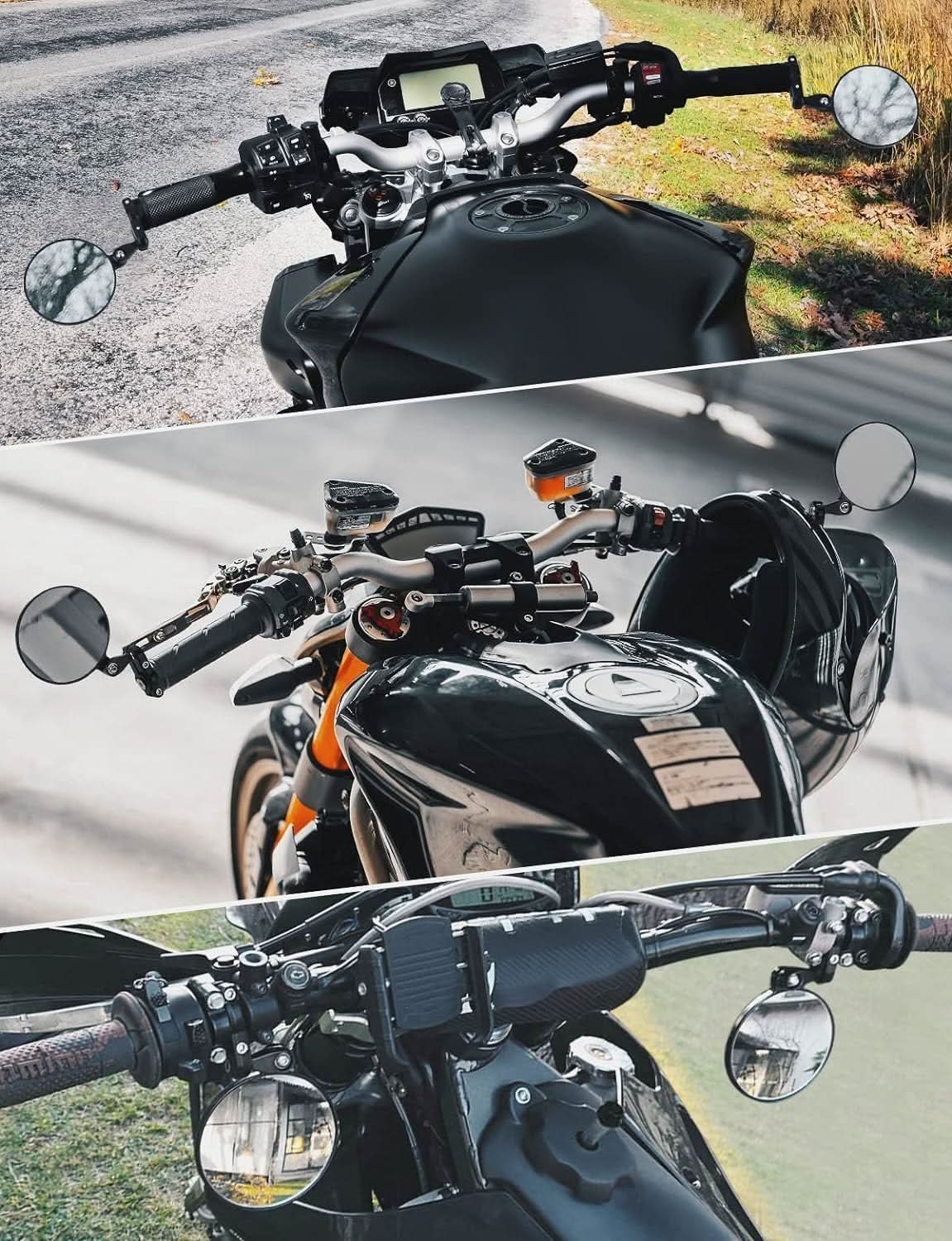 Photo of Universal Motorcycle Mirror for 13-21 mm Handlebar Inner Diameter by Kemimoto - Premium for UTVs / Side by Sides