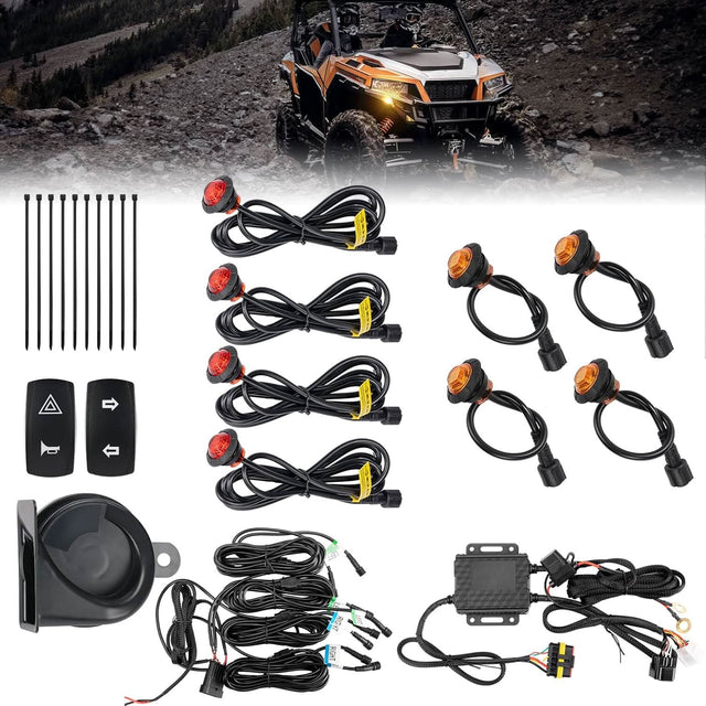 Photo of UTV Turn Signal Kit with 110D Horn for Polaris, Can-Am, Kawasaki, CFMOTO by Kemimoto - Premium for UTVs / Side by Sides