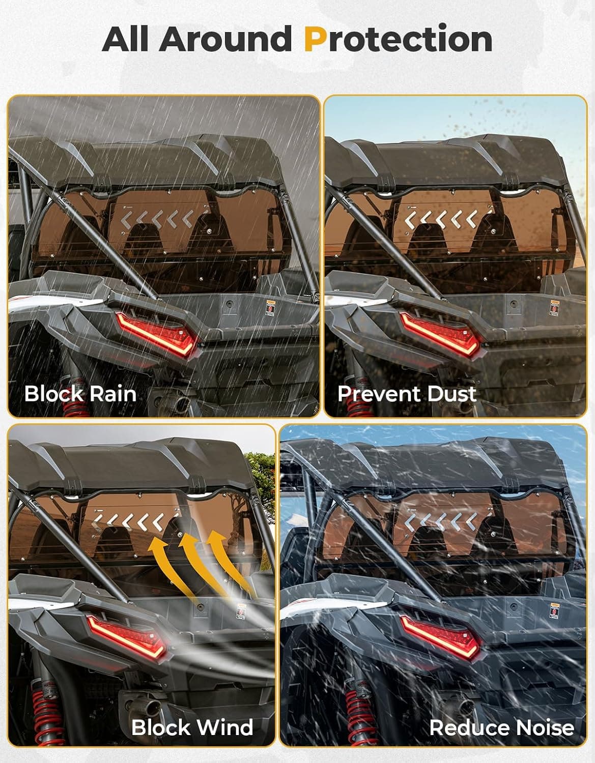 Photo of Tinted Rear Windshield for Polaris RZR XP 1000 2024-2025 by Kemimoto - Premium for UTVs / Side by Sides