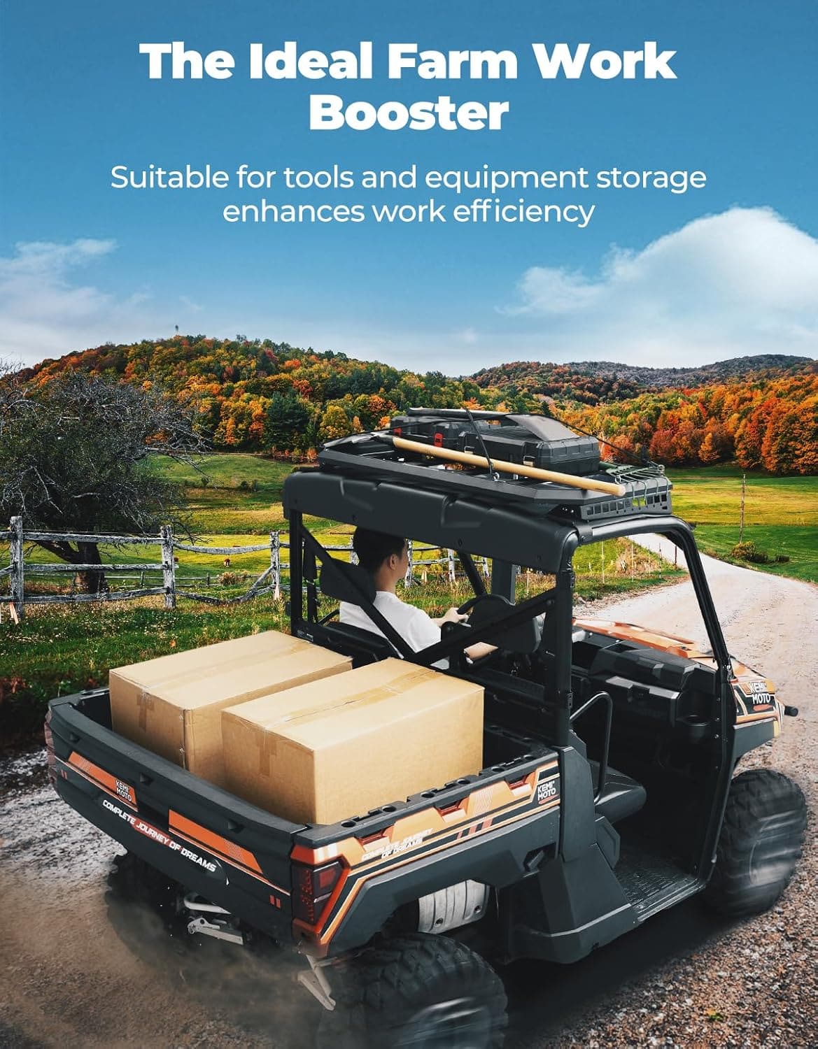 Photo of Roof Rack for Polaris Ranger XP 1000/ Ranger 1000 (2-Seat) by Kemimoto - Premium for UTVs / Side by Sides