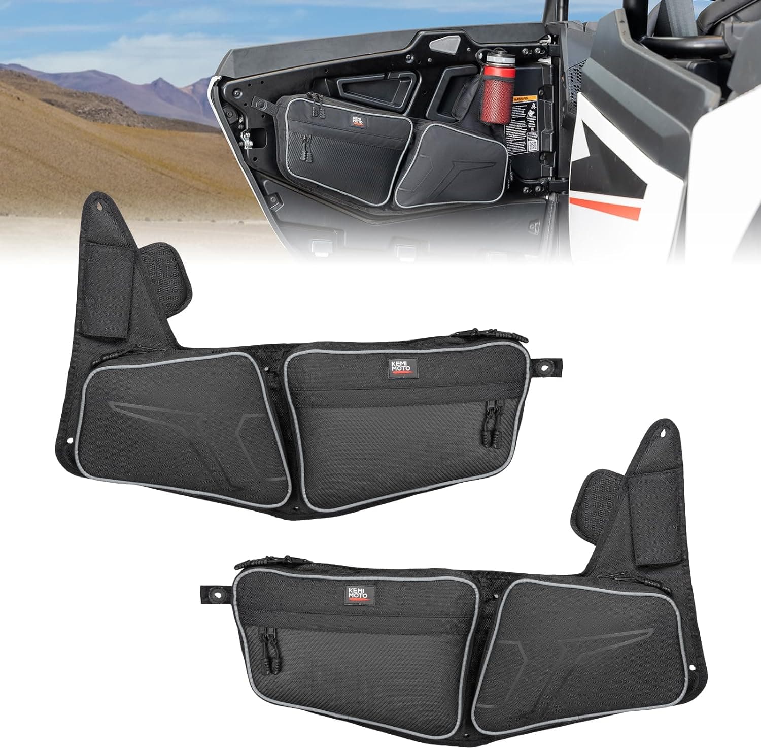 Photo of Kemimoto Front Door Bag for Polaris RZR XP 1000/4 1000 2024-2025 by Kemimoto - Premium for UTVs / Side by Sides