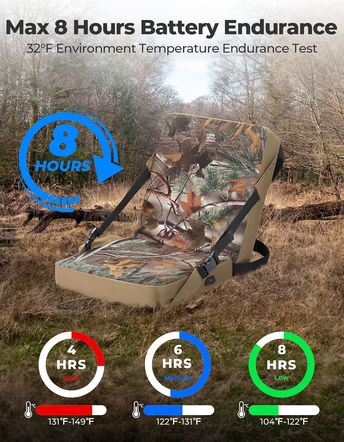 Photo of Hunting Seat Cushion Heated with 20000mAh Battery by Kemimoto - Premium for UTVs / Side by Sides