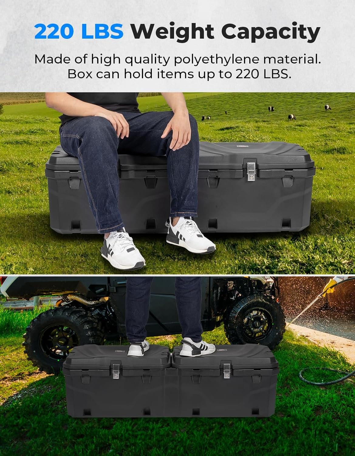 Photo of UTV Bed Box 29GAL for Polaris Ranger 1000 / XP 1000 / CREW 2018-2024 by Kemimoto - Premium for UTVs / Side by Sides