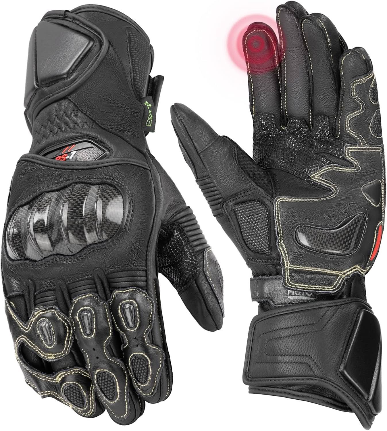 Photo of Leather Motorcycle Gloves with Kevlar & Carbon Fiber Protection by Kemimoto - Premium for UTVs / Side by Sides