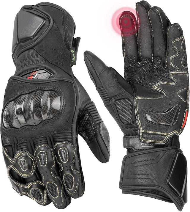 Photo of Leather Motorcycle Gloves with Kevlar & Carbon Fiber Protection by Kemimoto - Premium for UTVs / Side by Sides