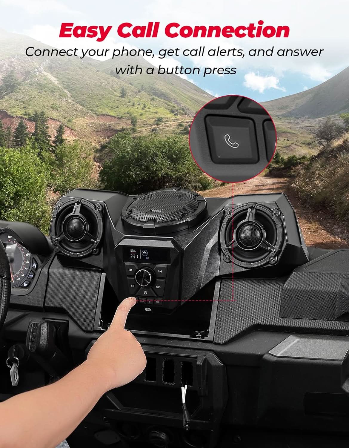 Photo of UTV 3-Speaker Audio Kit For Ranger 1000|1000 XP 1000|XP Crew by Kemimoto - Premium for UTVs / Side by Sides