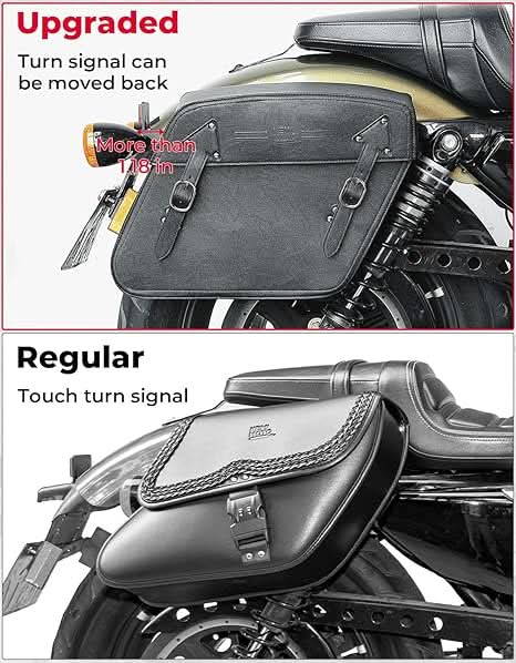 Photo of Motorcycle Leather Saddle Bags for Sportster 883 by Kemimoto - Premium for UTVs / Side by Sides