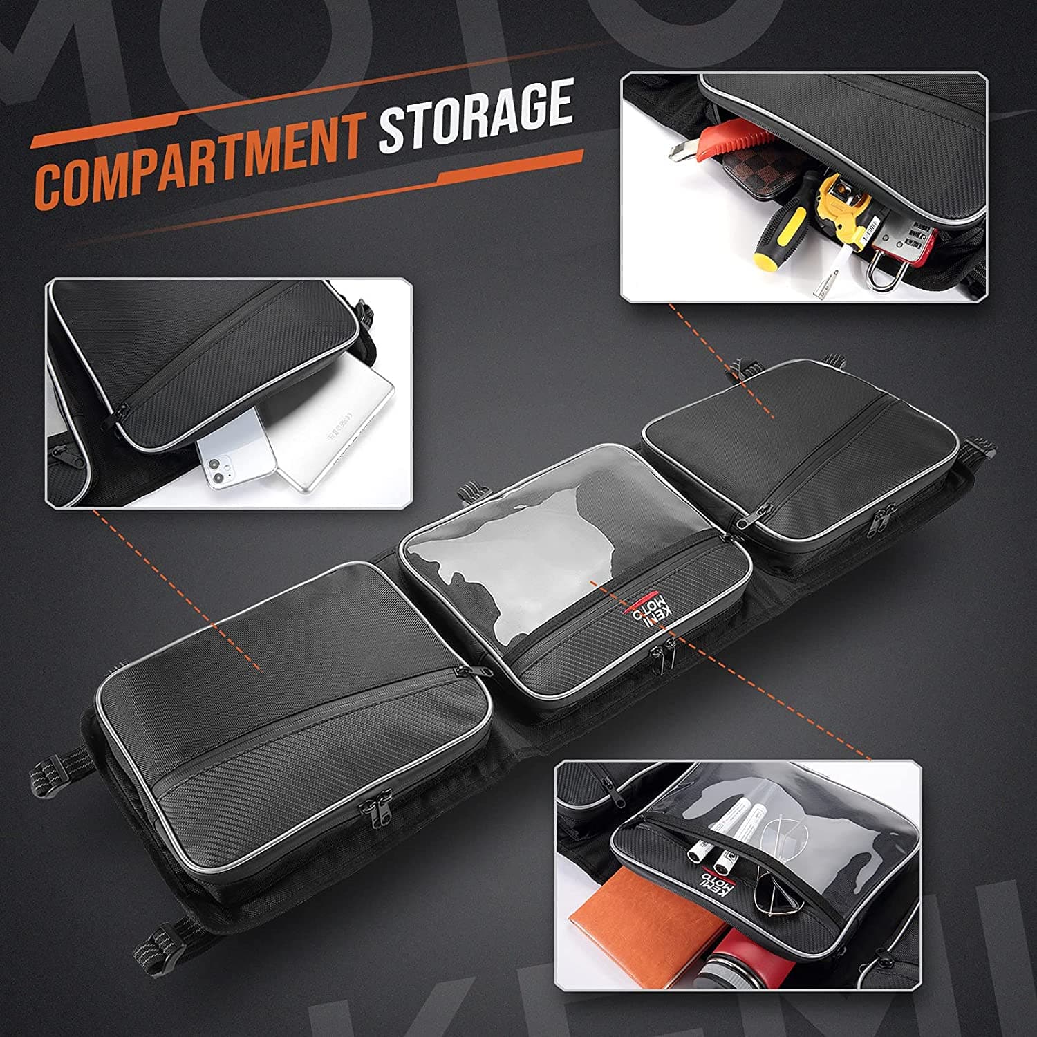 Photo of Overhead Storage Roof Bag for Can-Am Maverick Trail & Sport, Commander by Kemimoto - Premium for UTVs / Side by Sides
