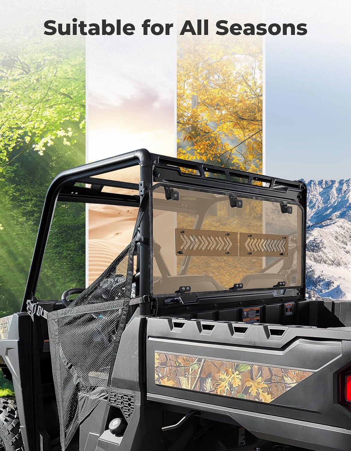 Photo of Tinted Rear Window for Polaris Ranger Midsize 500/570/SP 570/Crew/ETX/EV by Kemimoto - Premium for UTVs / Side by Sides