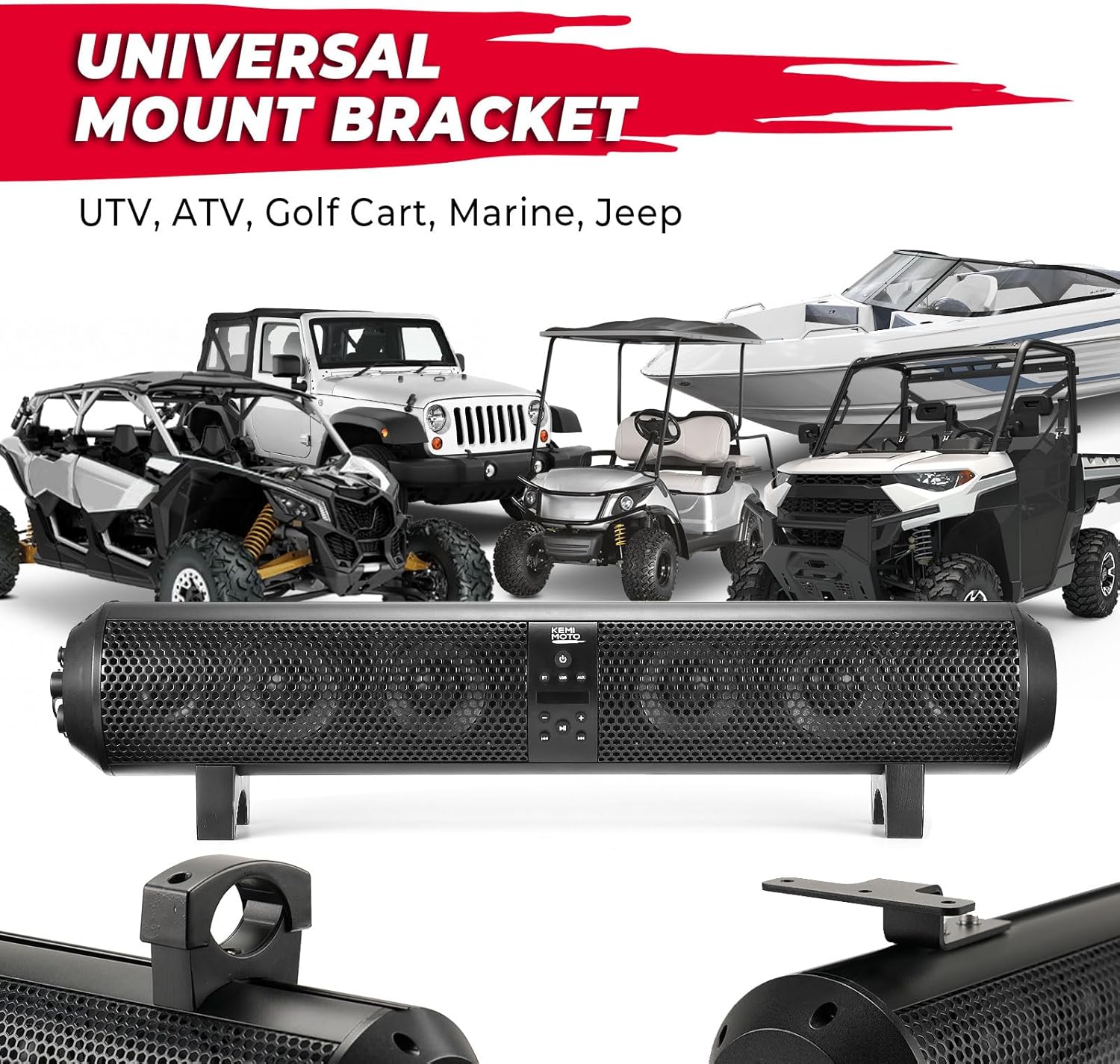 Photo of SxS UTV Sound Bar System Bluetooth Speaker 500W 28" Outdoor Marine Soundbars by Kemimoto - Premium for UTVs / Side by Sides