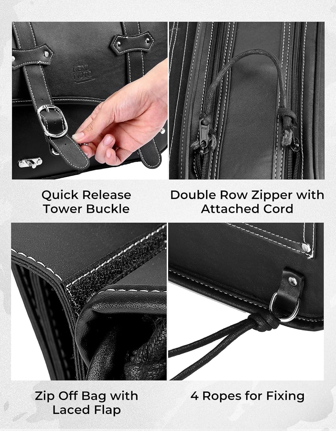 Photo of Motorcycle Saddle Bags for Sportster, Softail, Dyna, Road King, V-star, and Shadow by Kemimoto - Premium for UTVs / Side by Sides