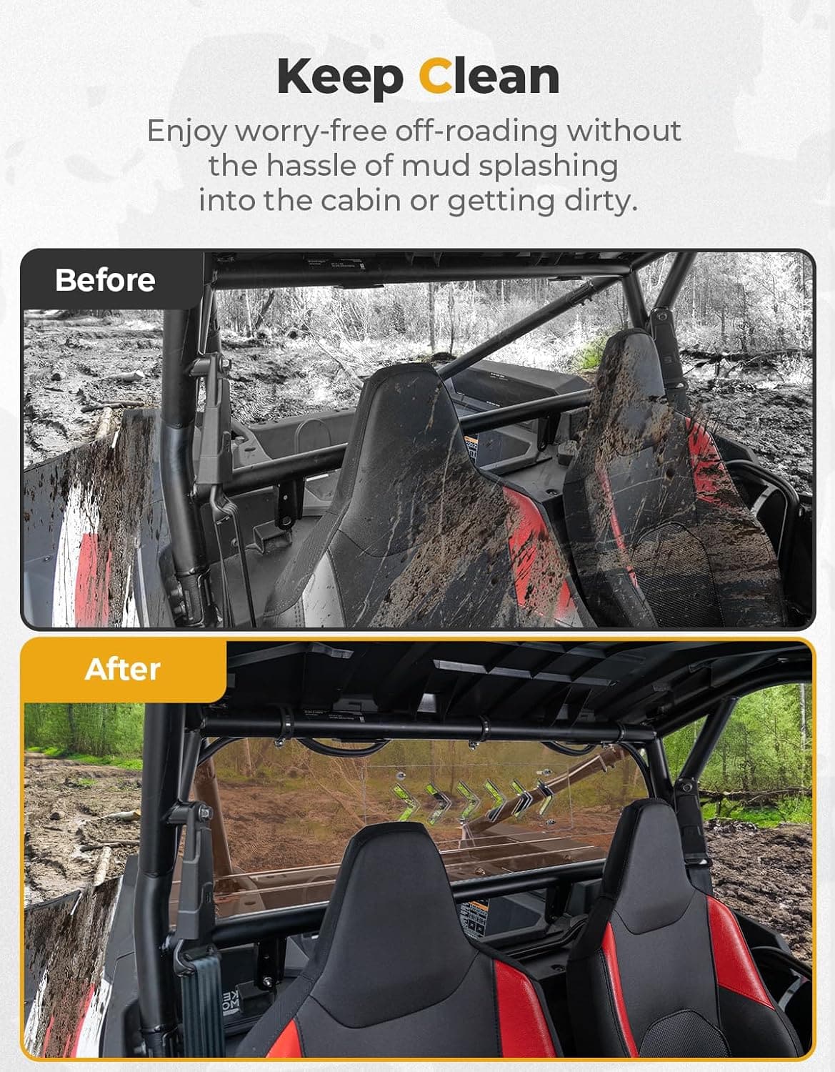 Photo of Tinted Rear Windshield for Polaris RZR XP 1000 2024-2025 by Kemimoto - Premium for UTVs / Side by Sides