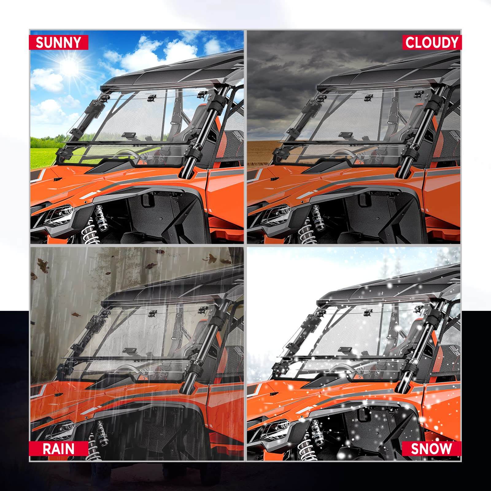 Photo of Kemimoto Flip 3-in-1 Windshield for Talon 1000X/1000R/1000X-4 by Kemimoto - Premium for UTVs / Side by Sides