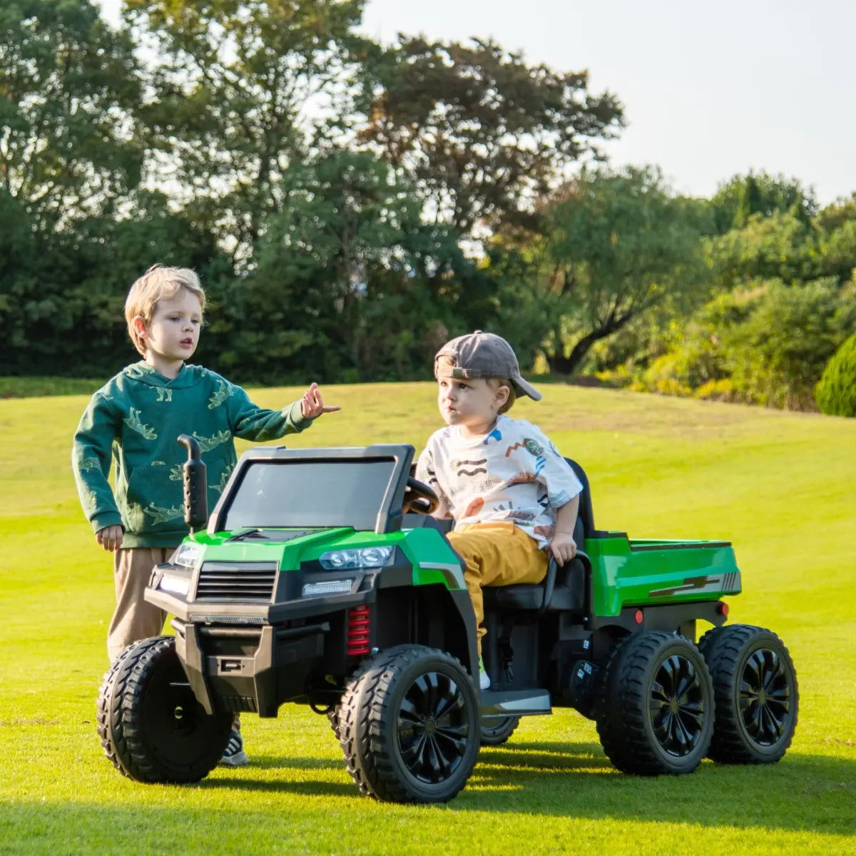 Photo of 24V 6 Wheeler Freddo Tractor Trailer 2 Seater Ride-on with Dump Cart and Parental Remote by Freddo Toys - Premium Electric Kids Cars for UTVs / Side by Sides