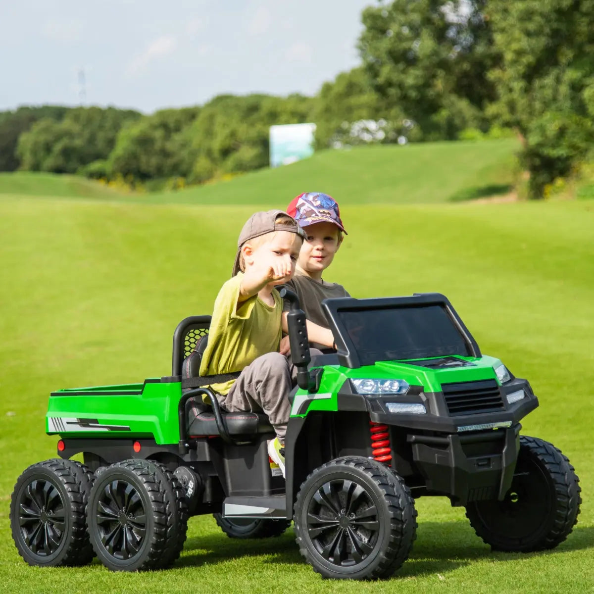 Photo of 24V 6 Wheeler Freddo Tractor Trailer 2 Seater Ride-on with Dump Cart and Parental Remote by Freddo Toys - Premium Electric Kids Cars for UTVs / Side by Sides