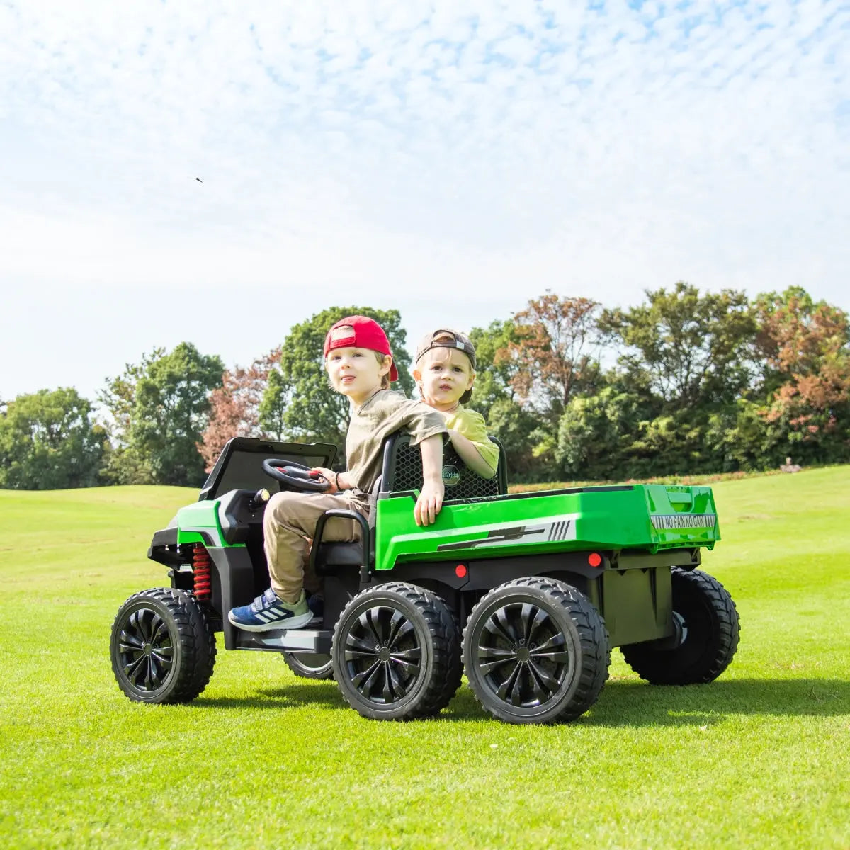Photo of 24V 6 Wheeler Freddo Tractor Trailer 2 Seater Ride-on with Dump Cart and Parental Remote by Freddo Toys - Premium Electric Kids Cars for UTVs / Side by Sides
