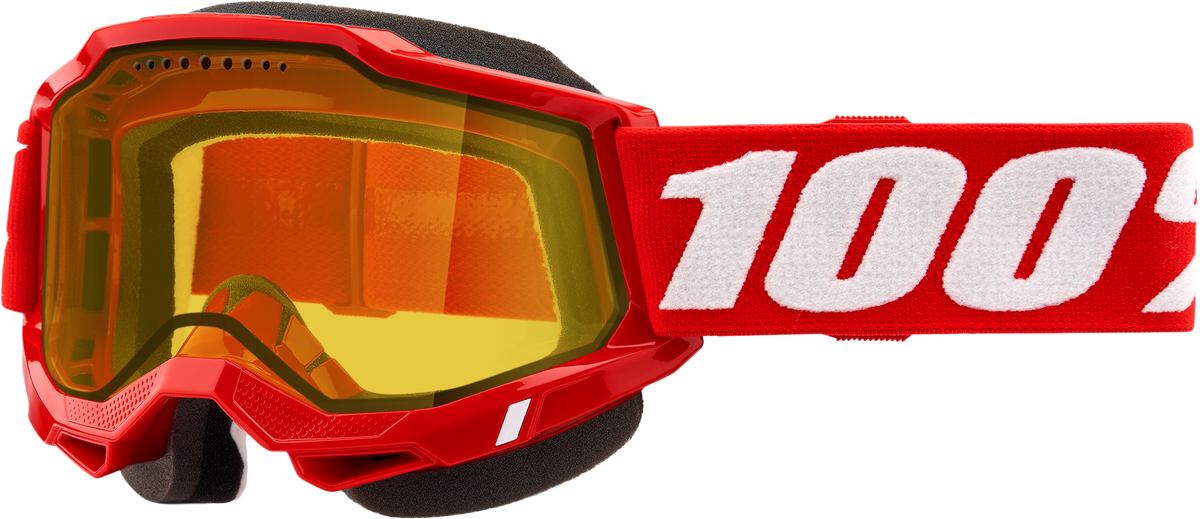 100% Accuri 2 Snowmobile Goggles - Red Yellow Lens