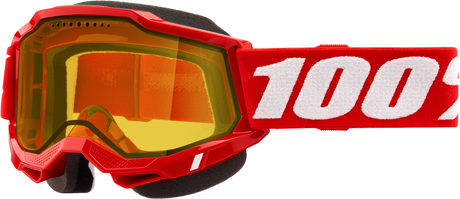 100% Accuri 2 Snowmobile Goggles - Red Yellow Lens