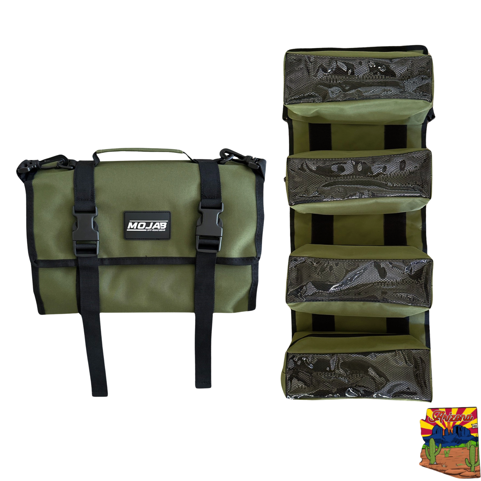 Photo of Medium Canvas Tool organizer bag with removeable pouches by MOJAB OFFROAD - Premium Trail bags for UTVs / Side by Sides