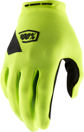 100% Ridecamp Riding Gloves - Fluorescent Yellow, Large
