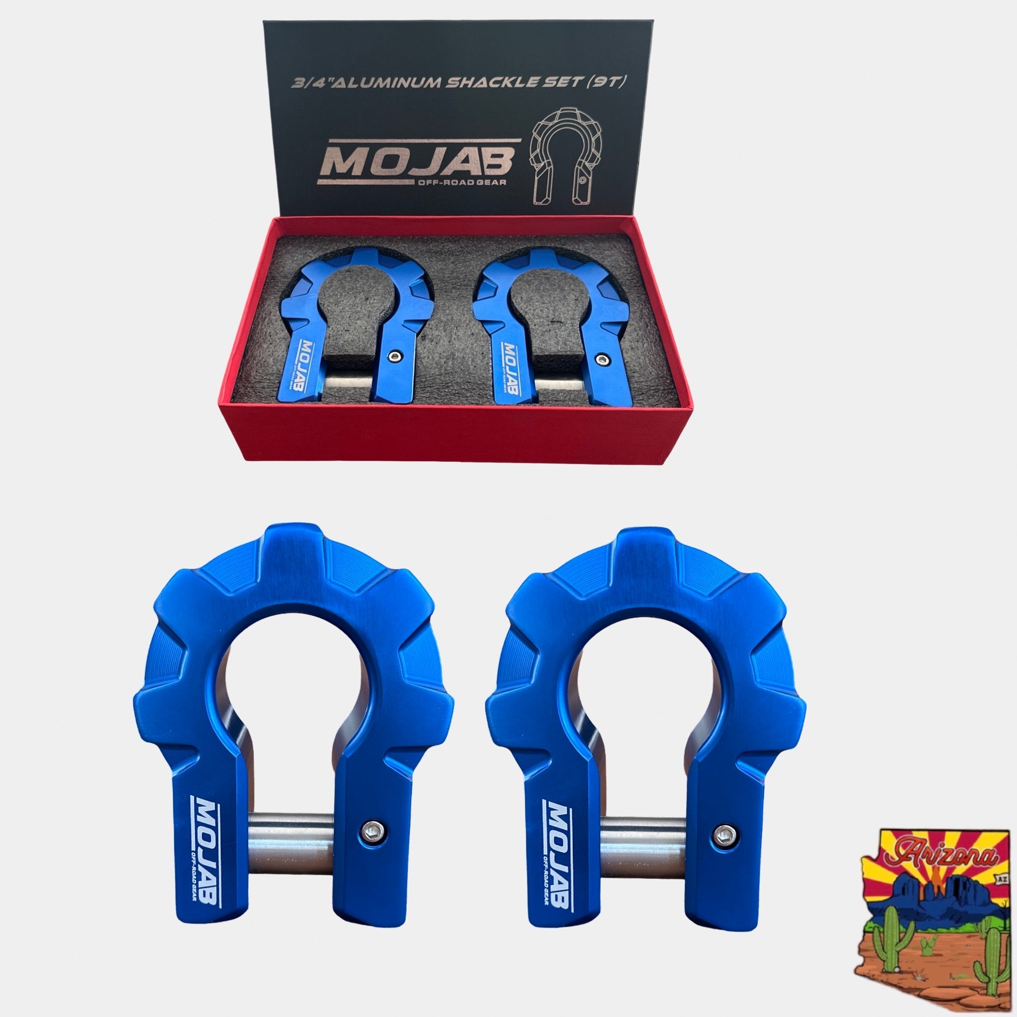 Photo of 3/4'' Extreme duty Aluminum D-Shackle set (9T) (LIFETIME WARRANTY*) by MOJAB OFFROAD - Premium Shackle for UTVs / Side by Sides