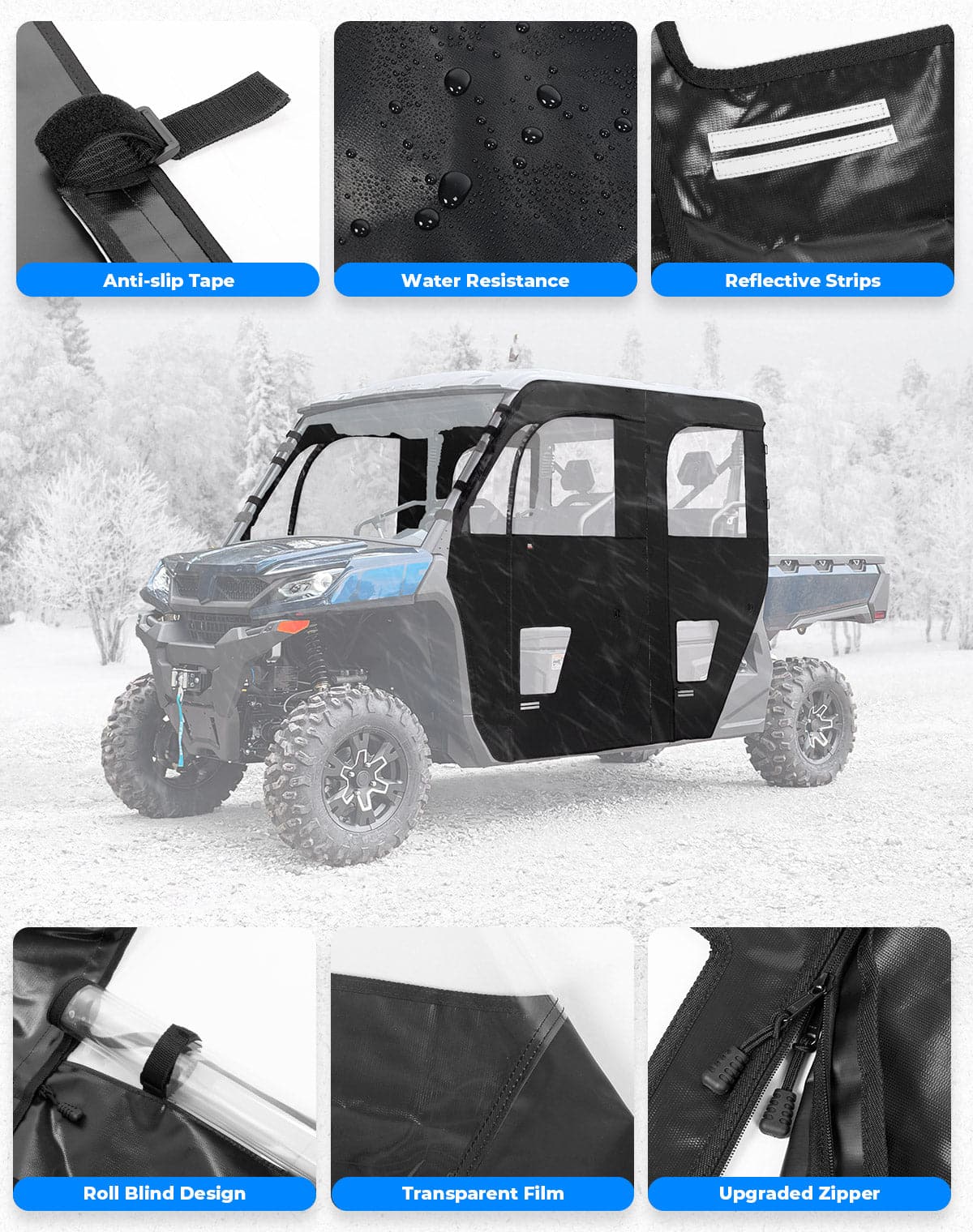 Photo of Soft Cab Enclosure Doors for CFMOTO UForce 1000XL 2022-2024 by Kemimoto - Premium for UTVs / Side by Sides