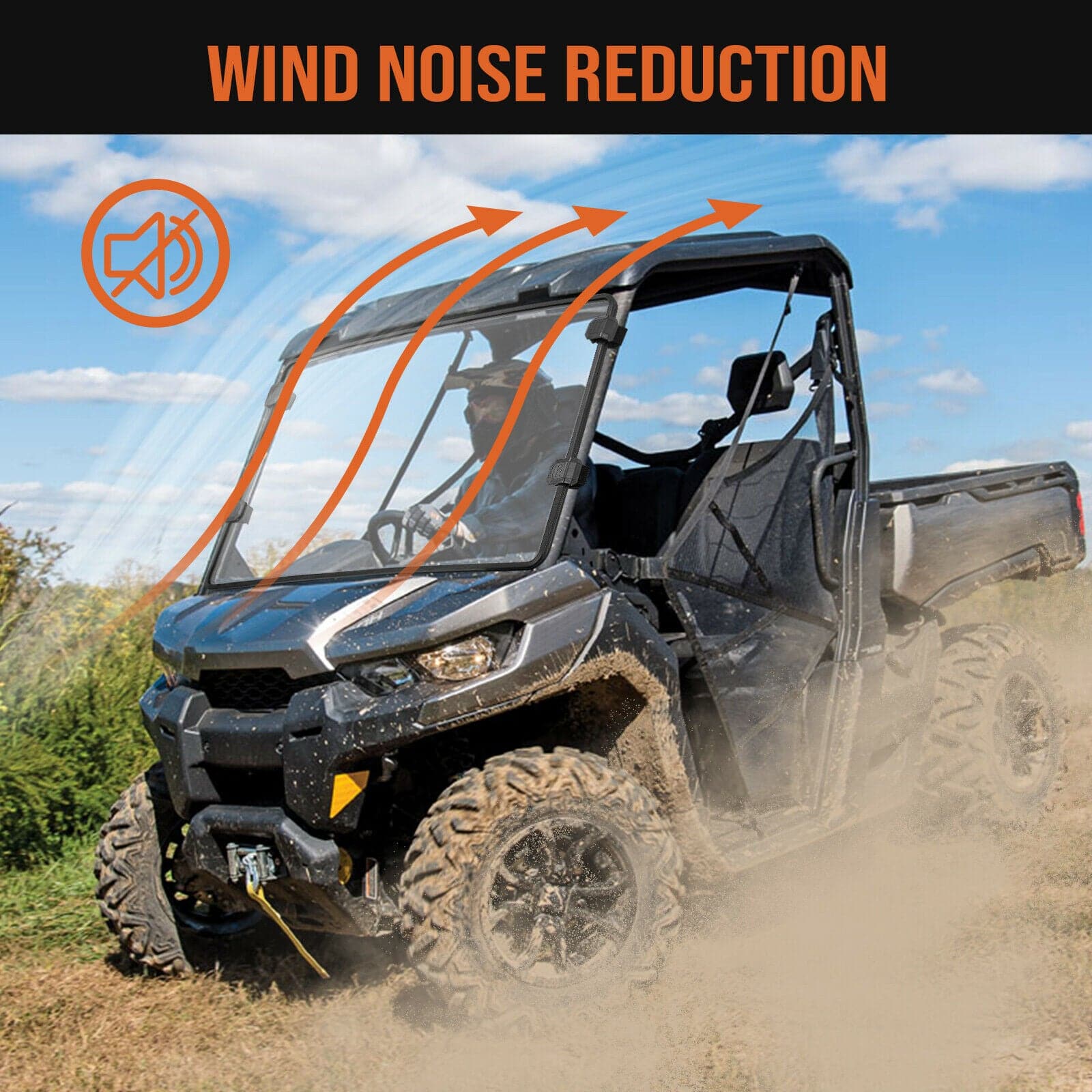 Photo of Front Full Windshield for Can Am Defender HD 5 /8 /10 /MAX by Kemimoto - Premium for UTVs / Side by Sides