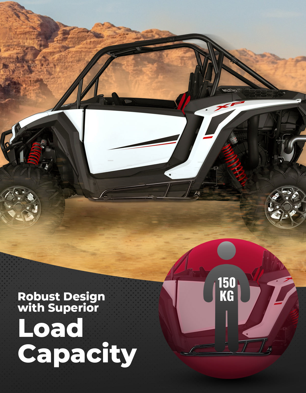 Photo of Heavy Duty Steel Nerf Bars Rock Sliders for Polaris RZR XP 1000/ XP 4 1000 2024-2025, 2-Seat by Kemimoto - Premium for UTVs / Side by Sides