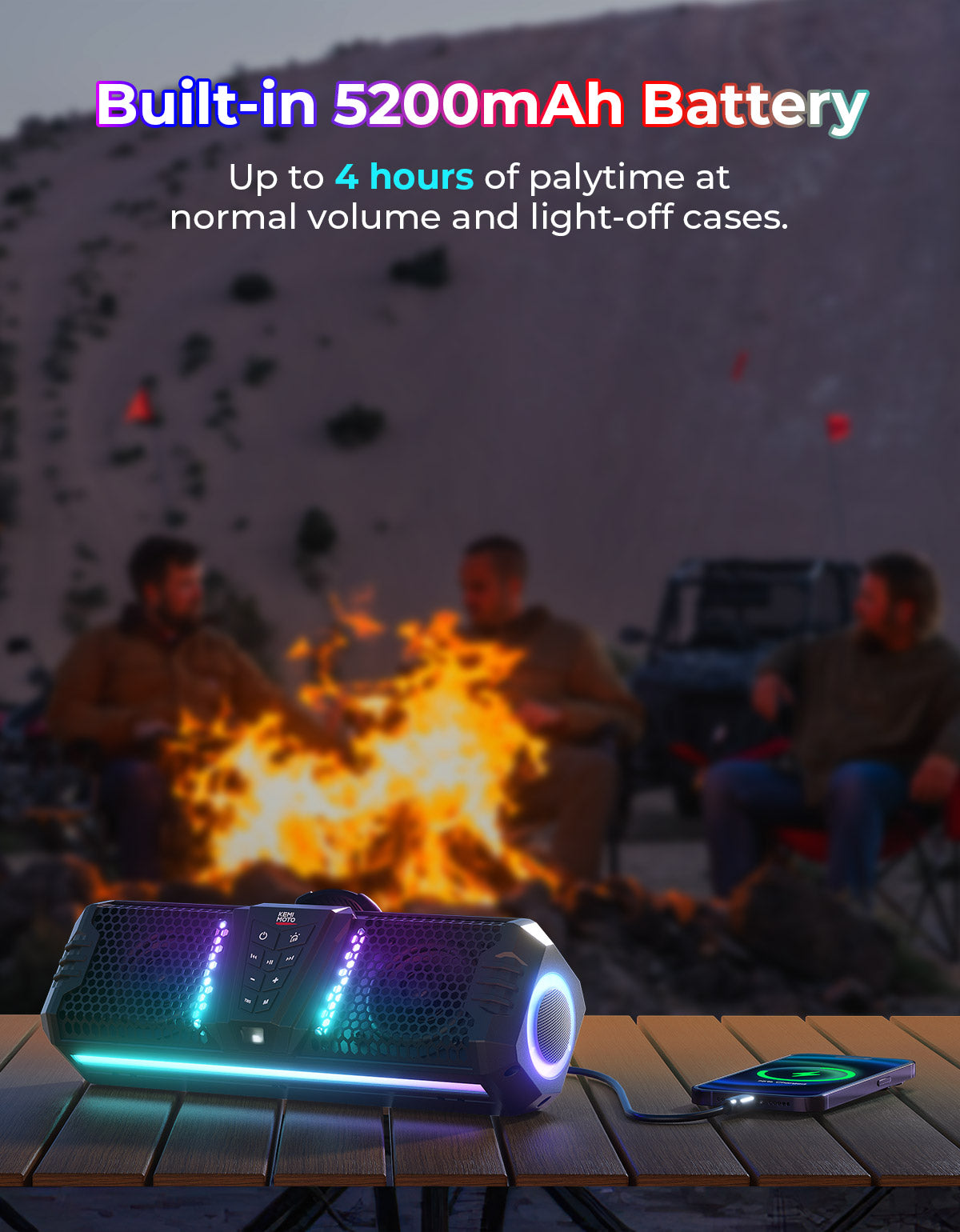 Photo of KEMIMOTO Midnight 40B 16'' 2-Speaker Louder RGB UTV Sound Bar (Built-in Battery) by Kemimoto - Premium for UTVs / Side by Sides