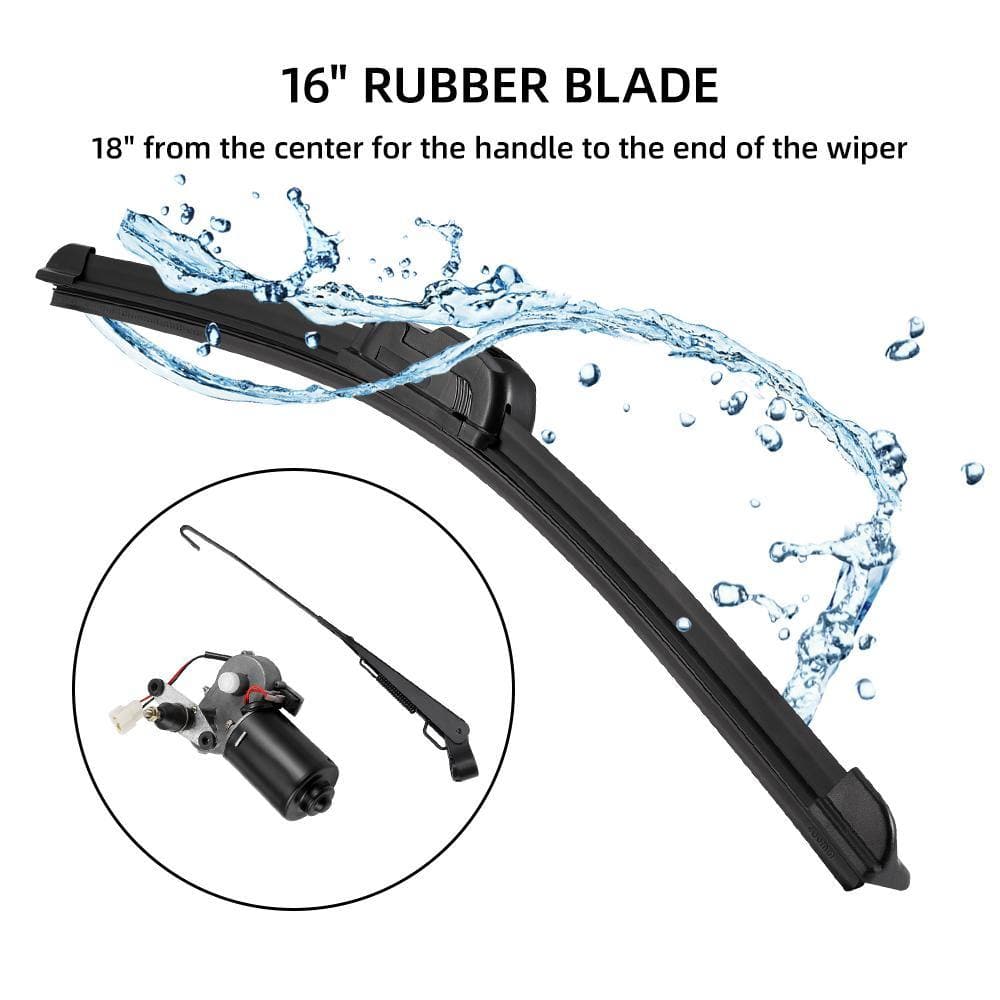 Photo of 12V Electric Windshield Wiper Washer Kit for Polaris RZR, Ranger, Can-Am by Kemimoto - Premium for UTVs / Side by Sides