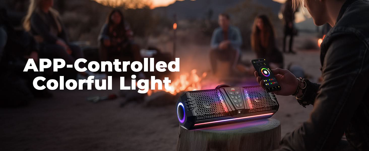 Photo of Midnight 40 16" Bluetooth Sound Bar –2025 Compact RGB UTV Speaker for Golf Cart, ATV, Polaris RZR by Kemimoto - Premium for UTVs / Side by Sides