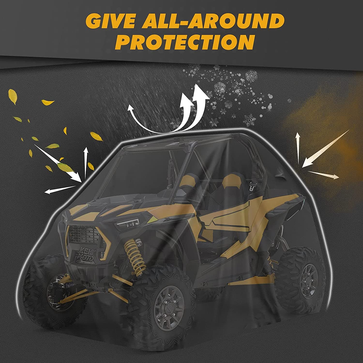 Photo of UTV 420D Waterproof Covers 2 Seater for Can-Am, Polaris, Kawasaki by Kemimoto - Premium for UTVs / Side by Sides