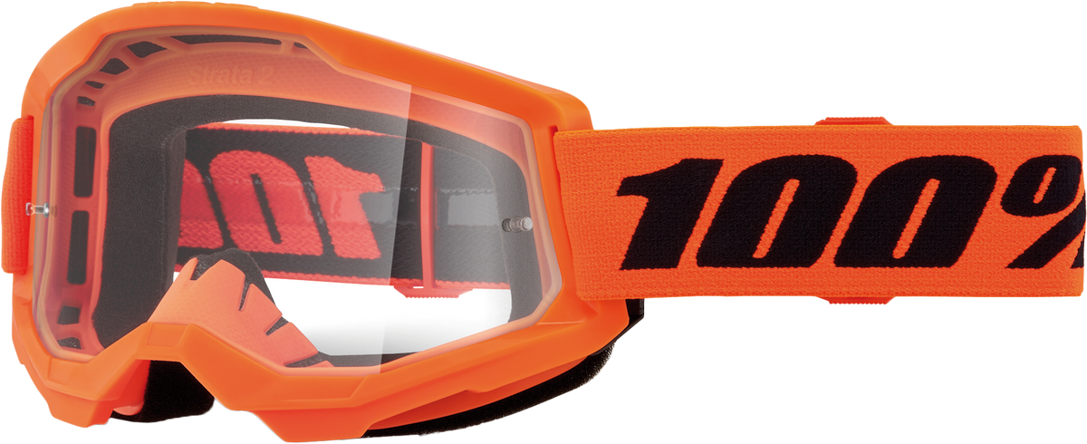 100% Strata 2 Junior Goggles - Neon Orange Clear Lens