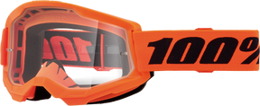 100% Strata 2 Junior Goggles - Neon Orange Clear Lens