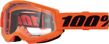 100% Strata 2 Junior Goggles - Neon Orange Clear Lens