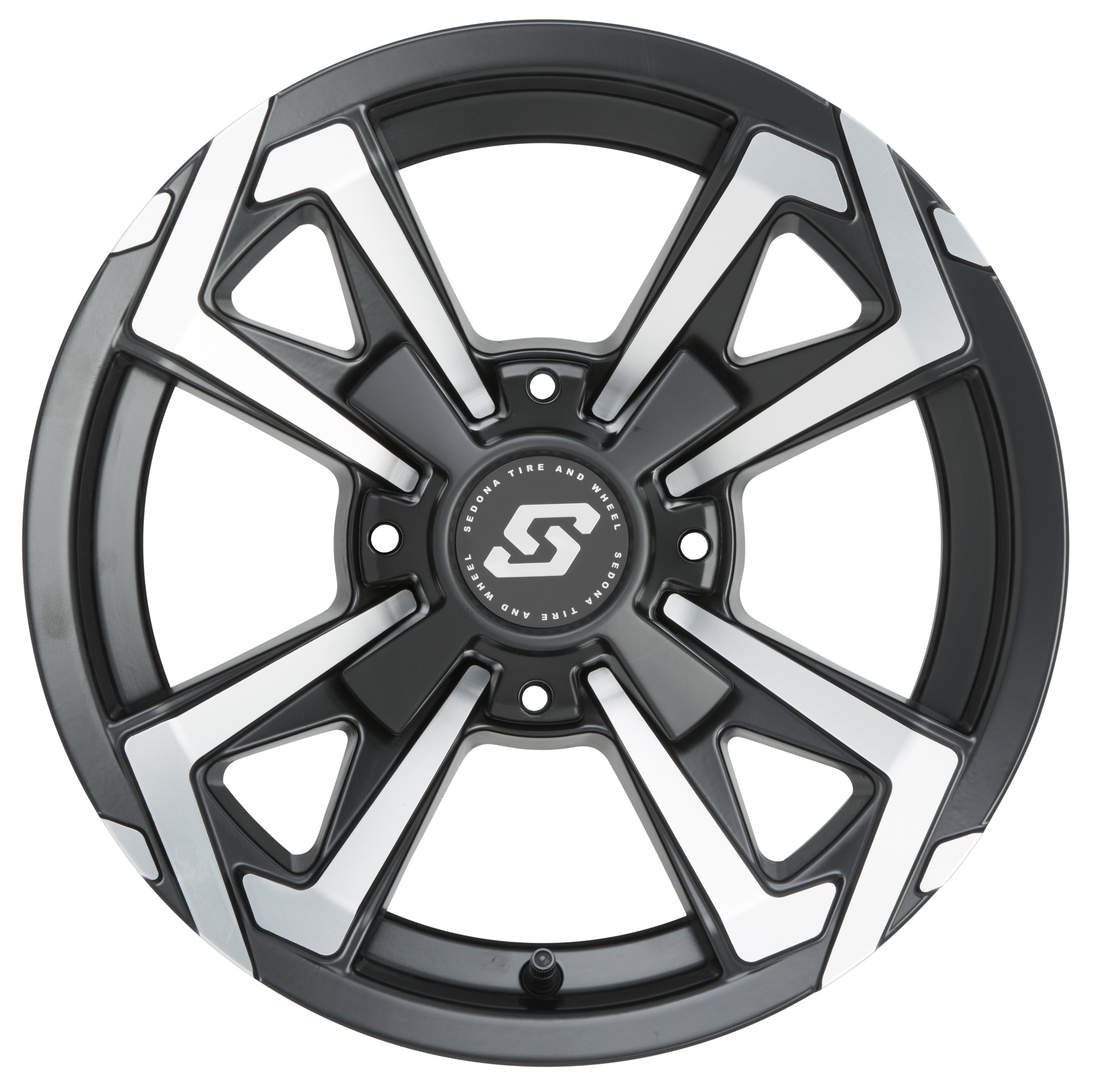 Photo of RIOT WHEEL 14X7 4/137 5+2 (+10MM) BLK/MACHINED by SEDONA - Premium Wheels for UTVs / Side by Sides