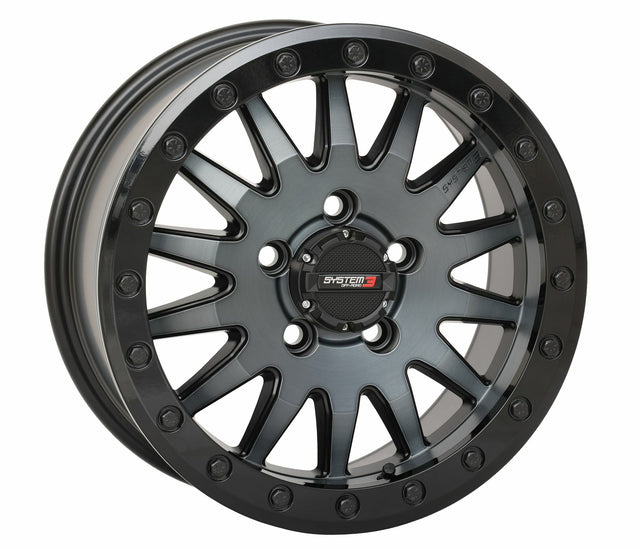Photo of SYSTEM 3 SB8 WHEEL 15X7 5+2 (+38MM) 5/4.5 MATTE BRUSHED GREY by SYSTEM 3 - Premium Wheels for UTVs / Side by Sides