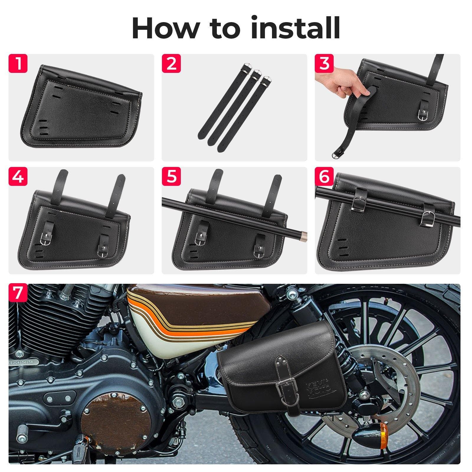 Photo of Swing Arm Saddle Bag for Sportster Rebel 300 500 by Kemimoto - Premium for UTVs / Side by Sides
