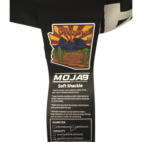 Photo of Soft Shackle 1/2'' x 22'' with sleeve and bag (Set of 2 Shackles) (Lifetime Warranty) by MOJAB OFFROAD - Premium Soft Shackle for UTVs / Side by Sides